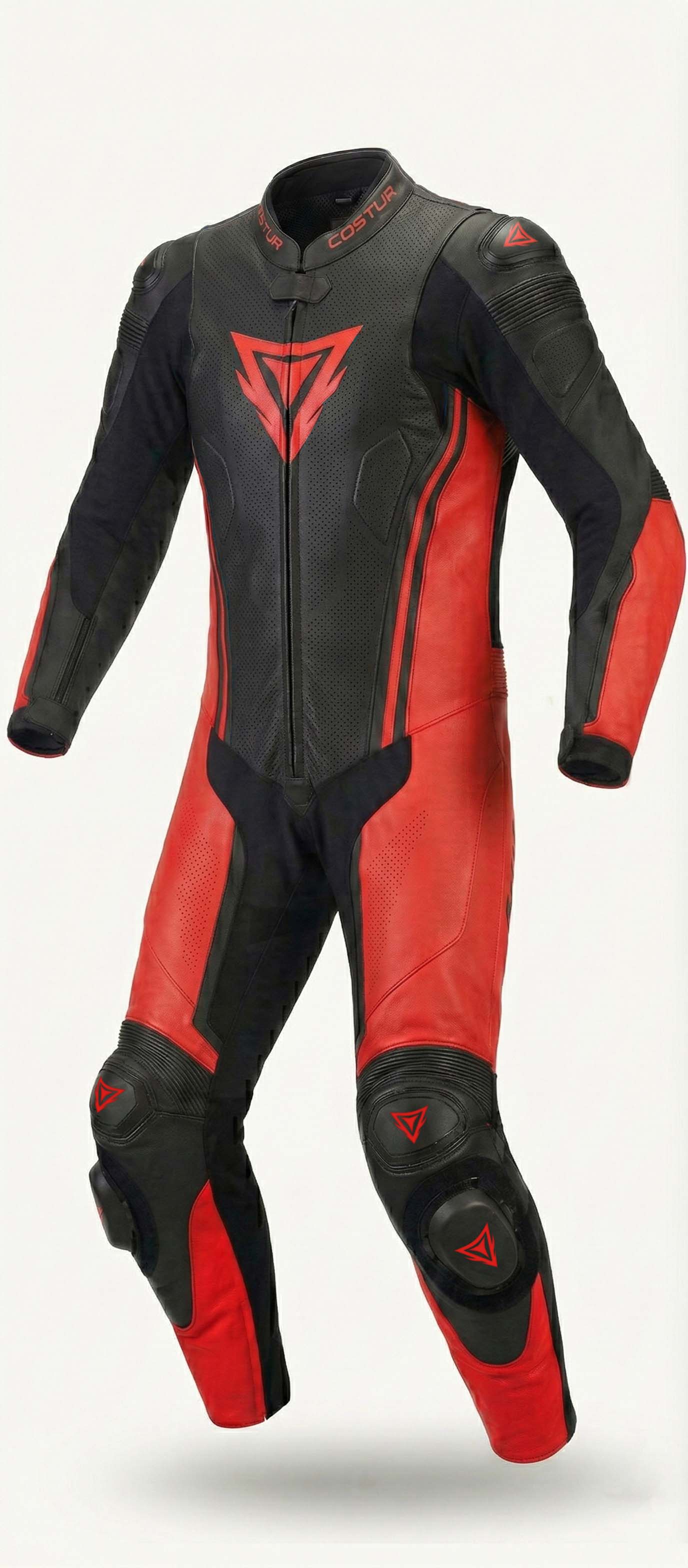 Zypher-X One-Piece Men’s Motorcycle Suit | Red / Black
