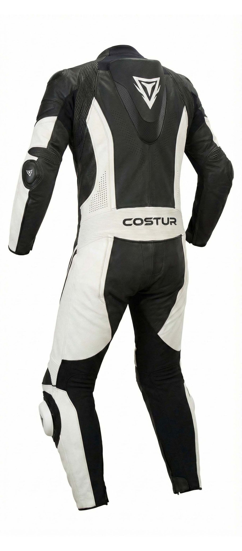 Zypher-X One-Piece Men’s Motorcycle Suit | Black / White