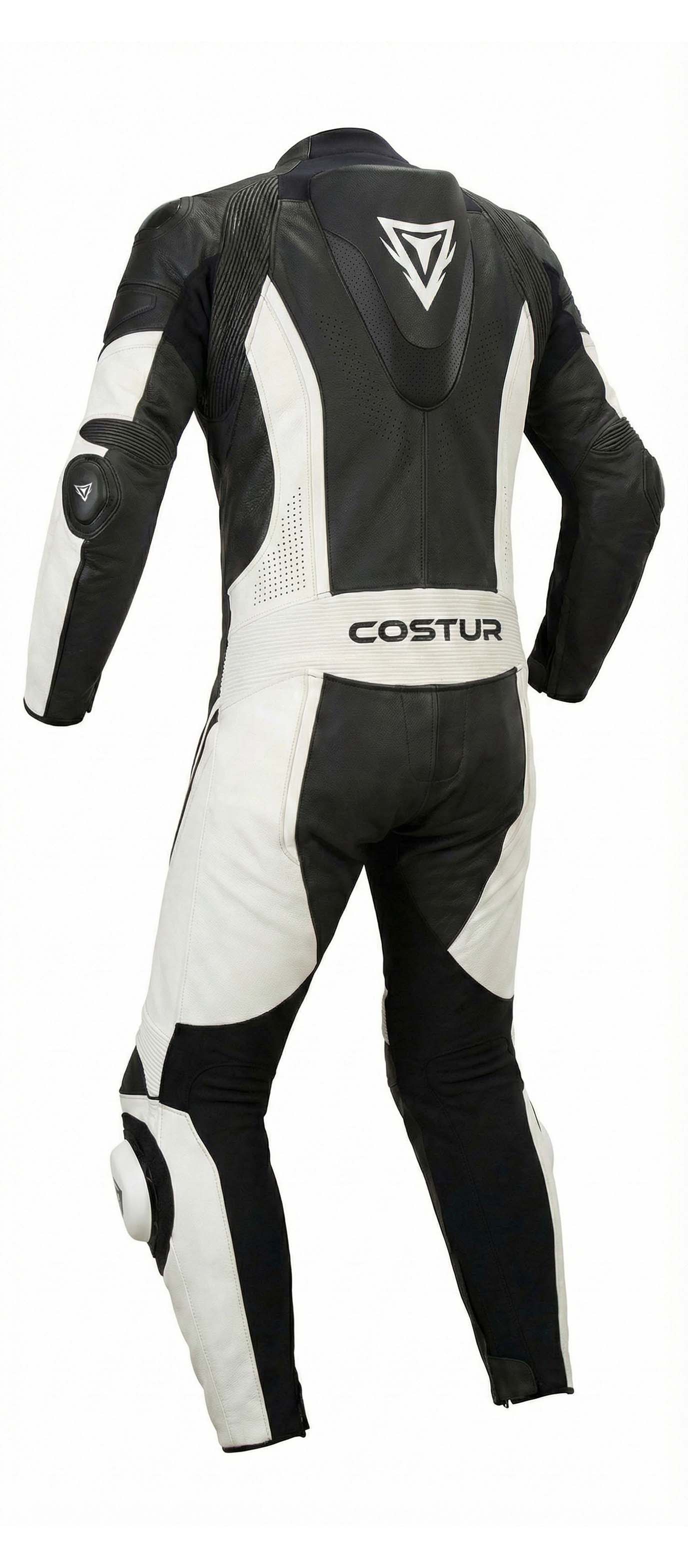 Zypher-X One-Piece Men’s Motorcycle Suit | Black / White