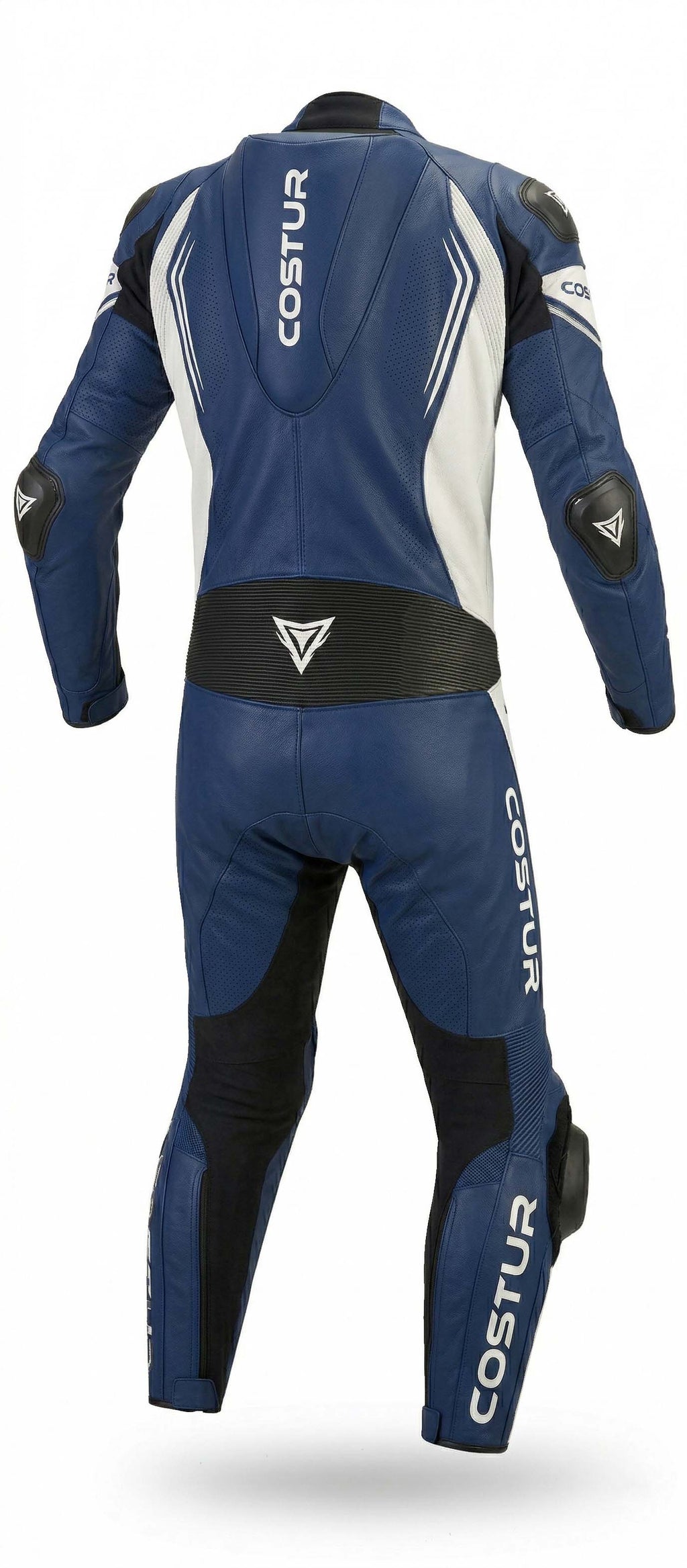 Trexor-V One-Piece Men’s Motorcycle Suit | Blue / White