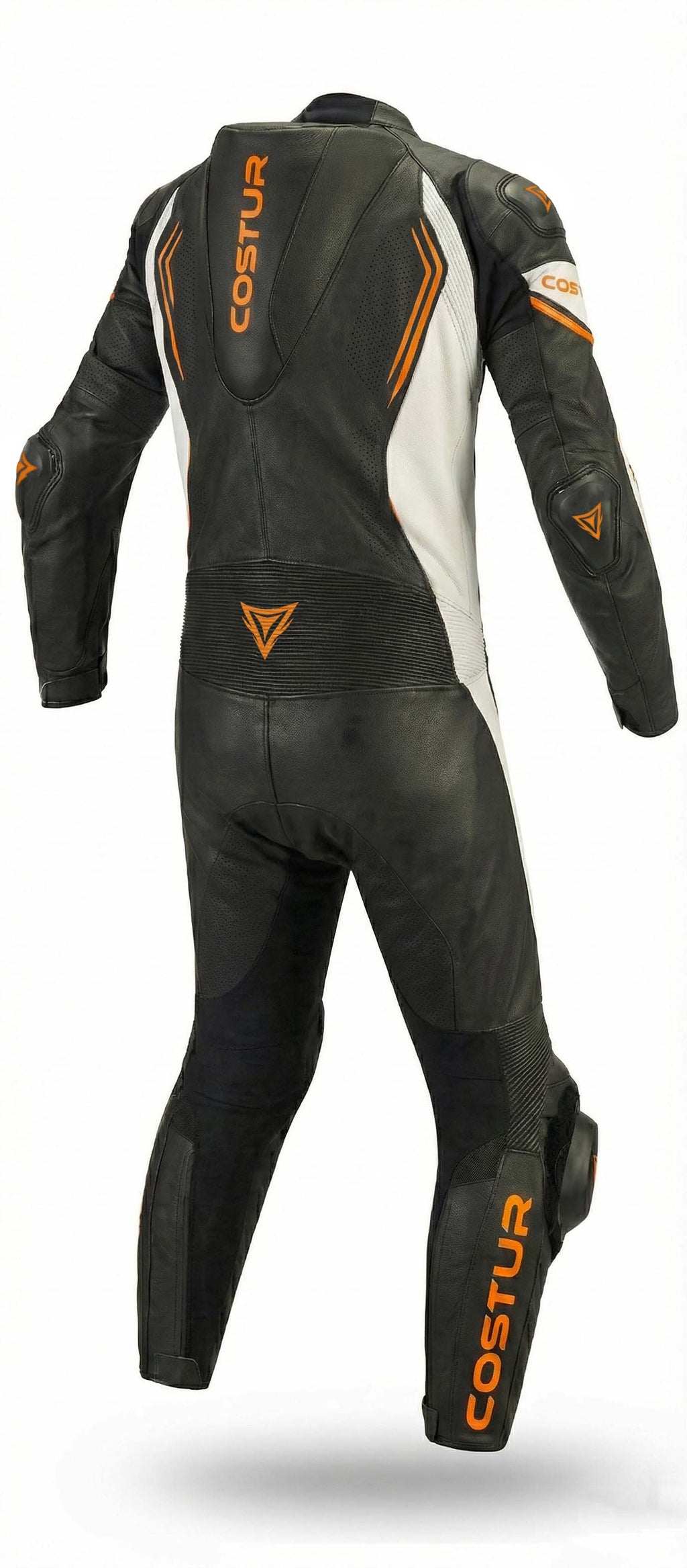 Trexor-V One-Piece Men’s Motorcycle Suit | Orange / Black