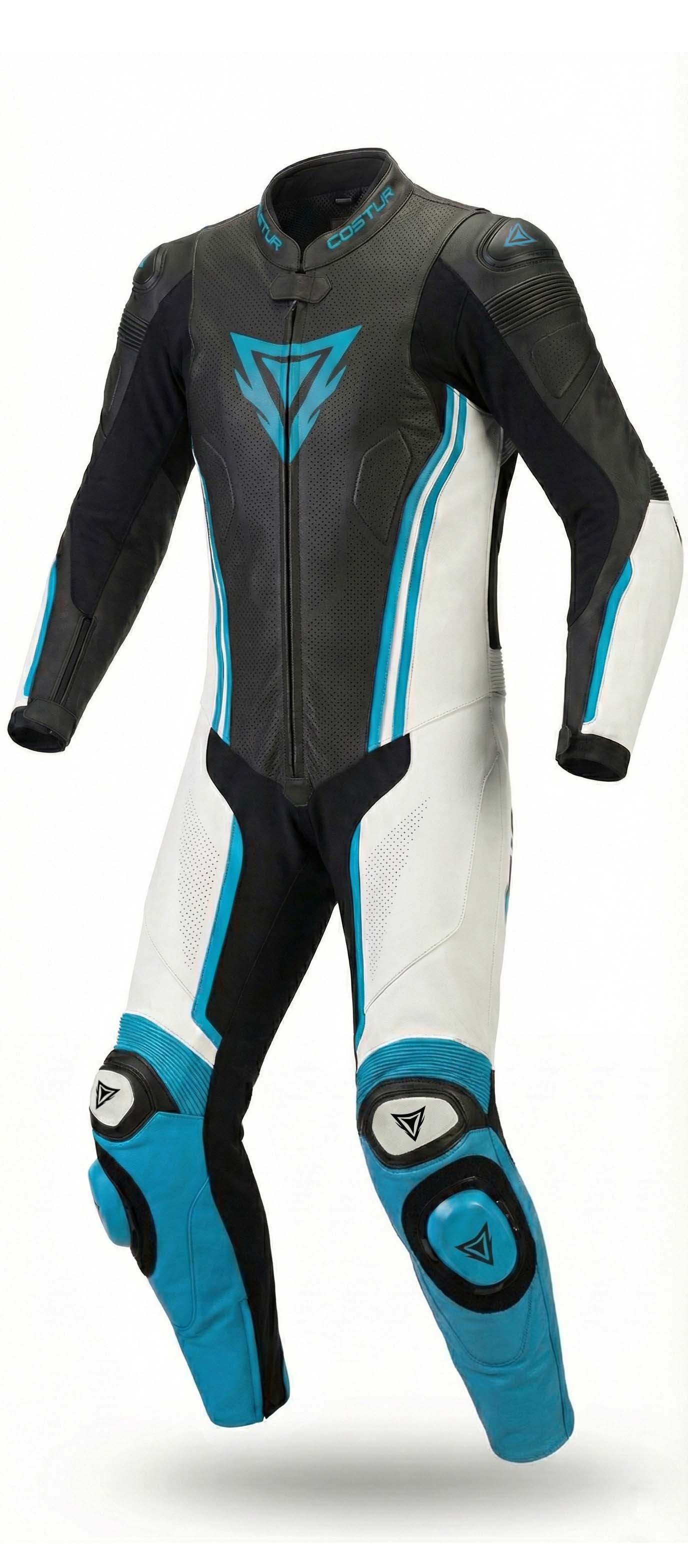 Zypher-X One-Piece Men’s Motorcycle Suit | Blue / Black